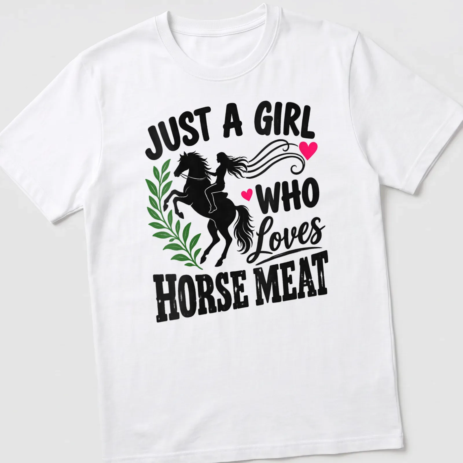 Bold typography t-shirt with a horse rider graphic and playful text — printed on a unisex t-shirt