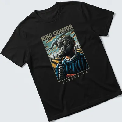 Vintage King Crimson tee featuring gas mask figure and bold lettering
