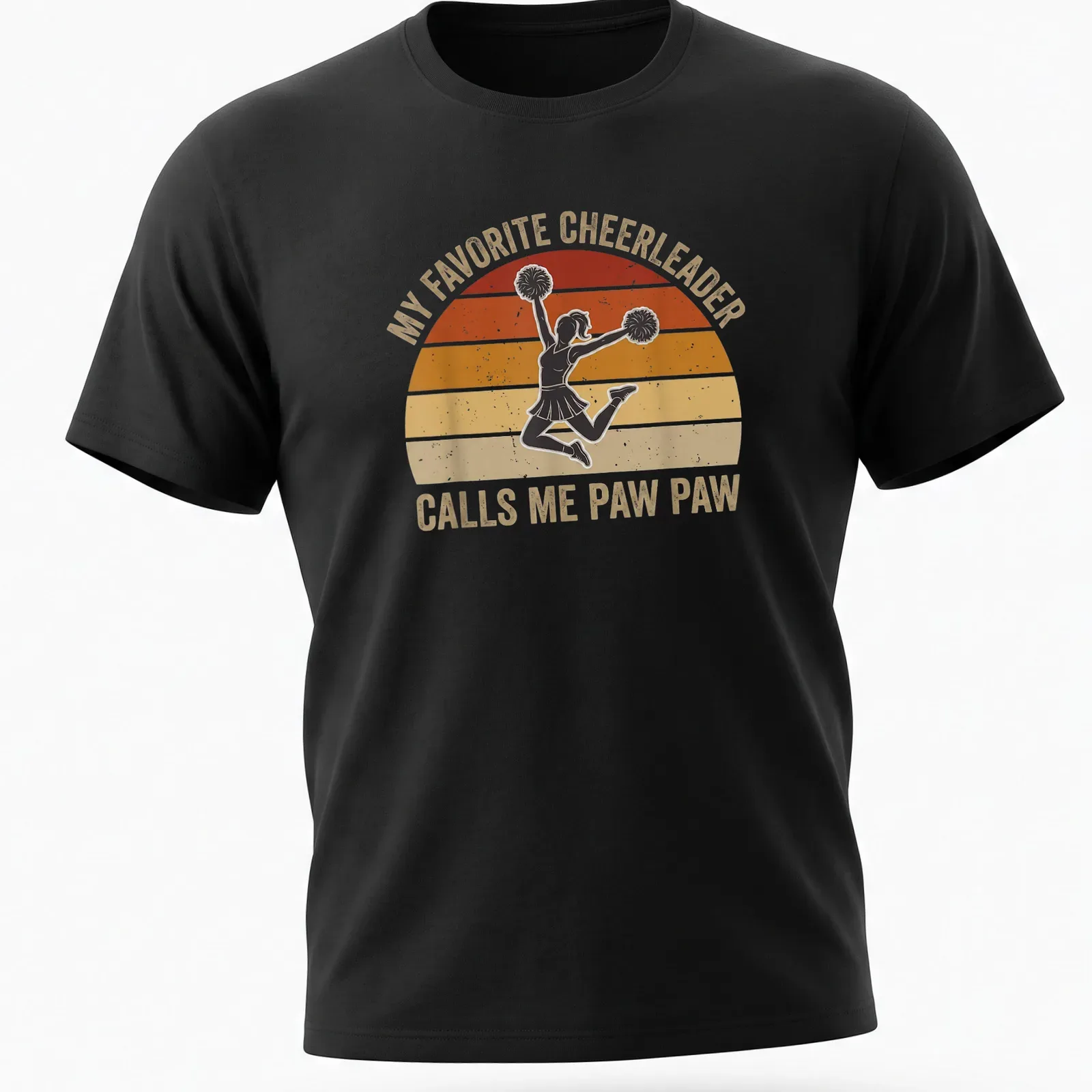 Retro style shirt with text about being a proud Paw Paw and a cheerleader graphic — printed on a unisex t-shirt