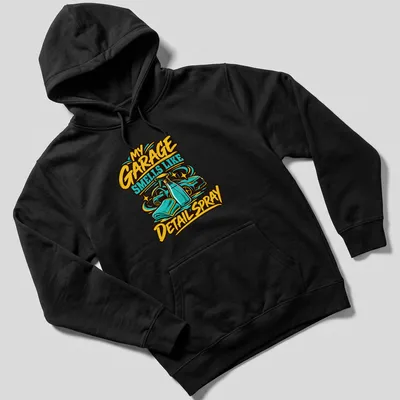 Bold text shirt with humorous car cleaning theme in vibrant colors — printed on a unisex hoodie