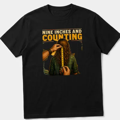 Vintage illustration t-shirt with the humorous phrase about long hair. — printed on a unisex t-shirt