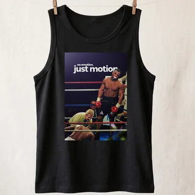 Vintage style Mike Tyson boxing tee with bold text and colors — printed on a tank top