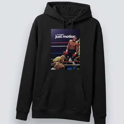 Vintage style Mike Tyson boxing tee with bold text and colors — printed on a unisex hoodie