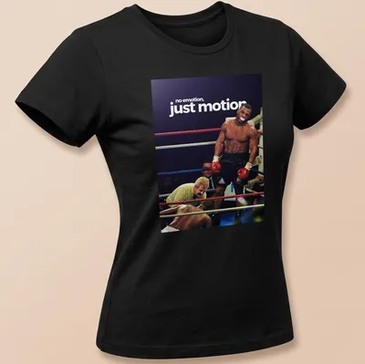 Vintage style Mike Tyson boxing tee with bold text and colors — printed on a women's shirt