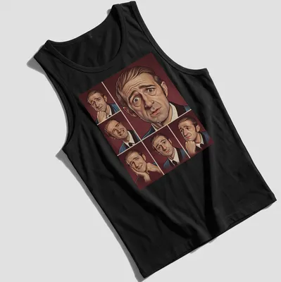 Illustrative portrait of Norman Gunston in warm colors. — printed on a tank top