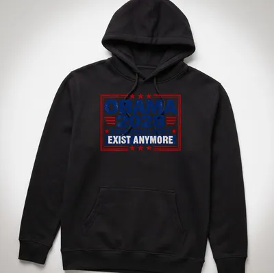Vintage distressed Obama 2028 slogan t-shirt in red, blue, and white — printed on a unisex hoodie