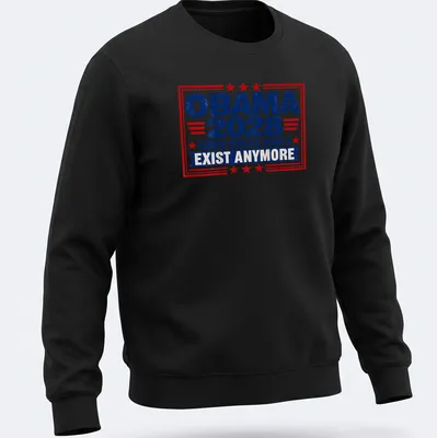 Vintage distressed Obama 2028 slogan t-shirt in red, blue, and white — printed on a unisex sweatshirt