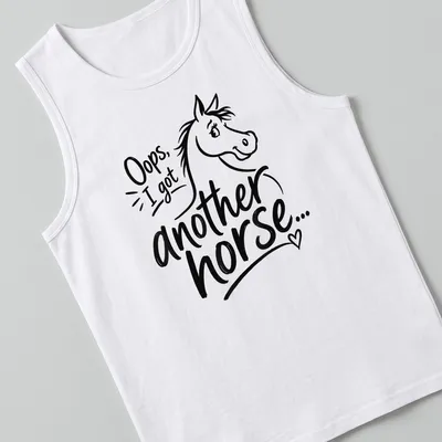 Hand-drawn graphic shirt featuring a humorous quote about horse ownership. — printed on a tank top