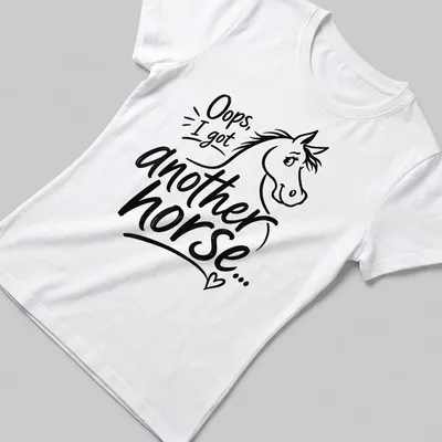 Hand-drawn graphic shirt featuring a humorous quote about horse ownership. — printed on a women's shirt