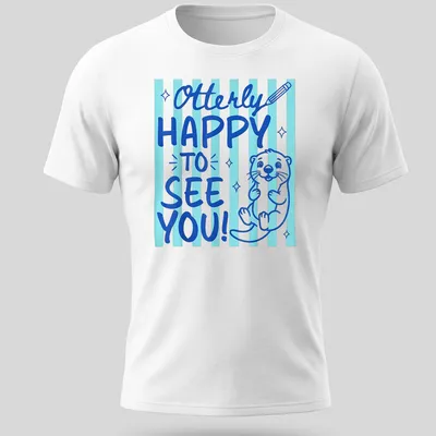 Cute otter graphic with playful text on a light blue background