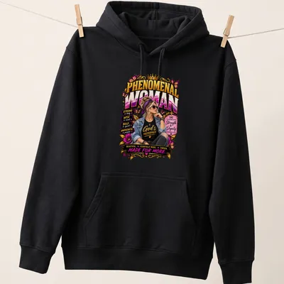 Inspirational graphic featuring a confident woman with empowering text from Proverbs 31:25 — printed on a unisex hoodie