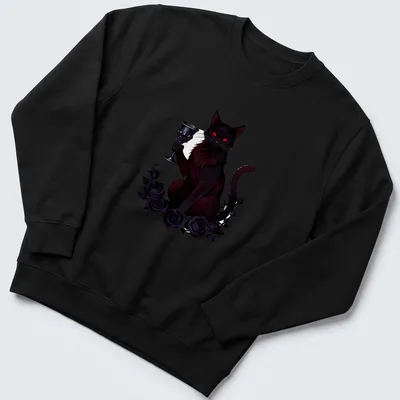 Gothic style t-shirt featuring a black cat and roses with the text Poison Chalice — printed on a unisex sweatshirt