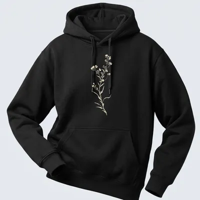 Vintage floral wildflower design in cream and light beige tones — printed on a unisex hoodie