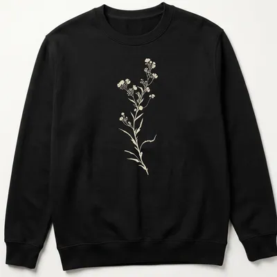 Vintage floral wildflower design in cream and light beige tones — printed on a unisex sweatshirt