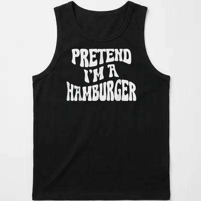 Funny Halloween t-shirt featuring the phrase Pretend I'm A Hamburger — printed on a tank top