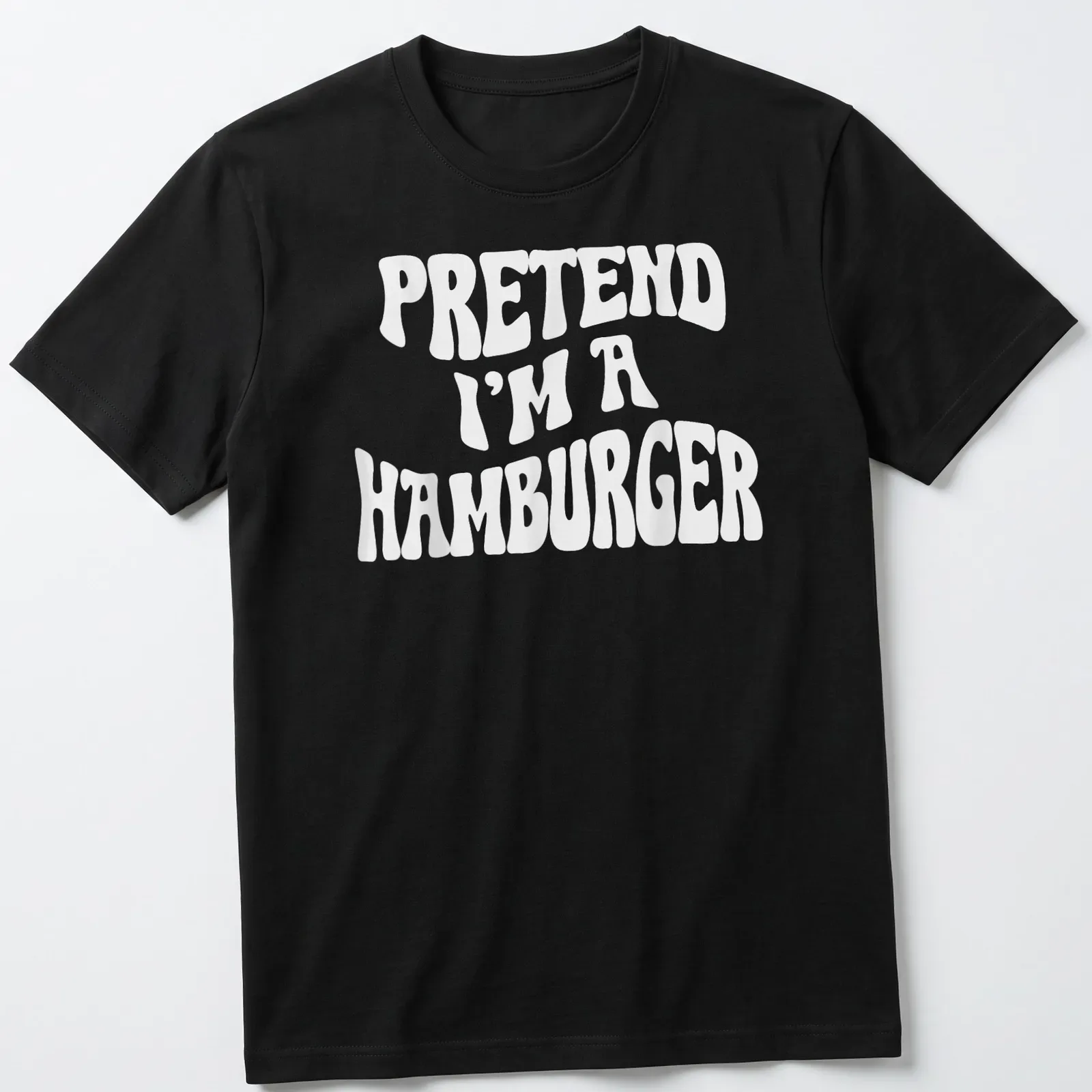 Funny Halloween t-shirt featuring the phrase Pretend I'm A Hamburger — printed on a unisex t-shirt