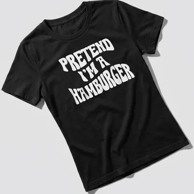 Funny Halloween t-shirt featuring the phrase Pretend I'm A Hamburger — printed on a women's shirt