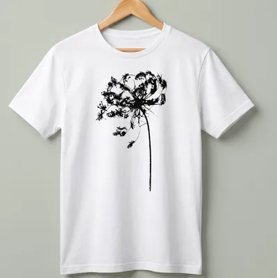 Silhouette of Queen Anne's Lace wildflower in black on white background