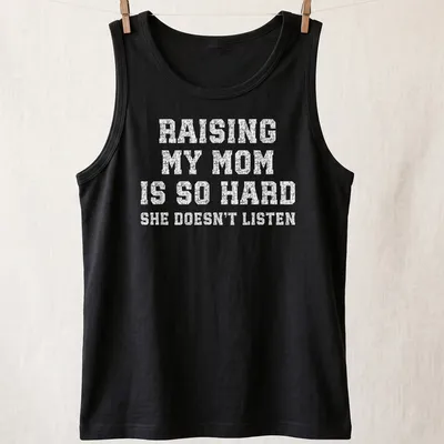 Bold distressed text t-shirt that humorously addresses parenting challenges. — printed on a tank top