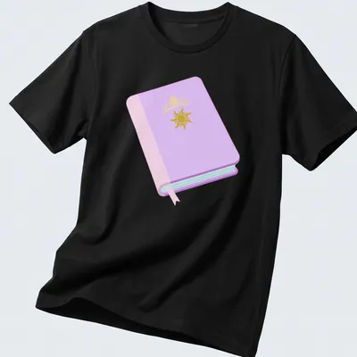 Kawaii design featuring a book and the name Rapunzel in playful text.