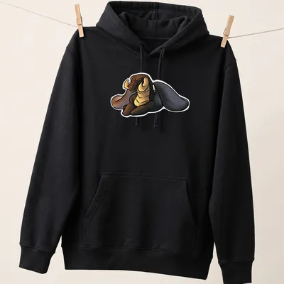Kawaii-style shirt featuring an adorable resting black dragon — printed on a unisex hoodie