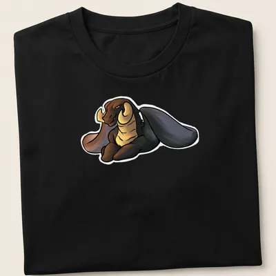 Kawaii-style shirt featuring an adorable resting black dragon
