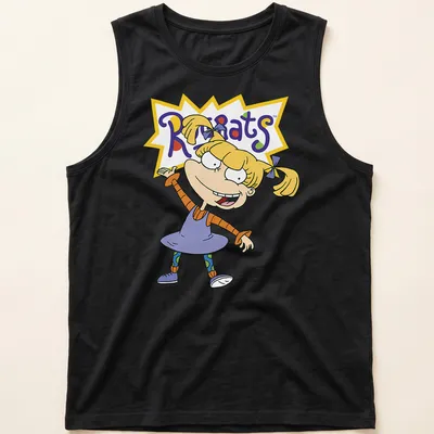 Cartoon print of a blonde girl character from Rugrats with colorful accents — printed on a tank top