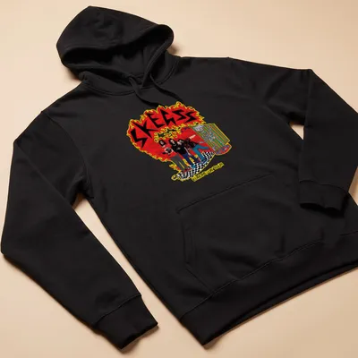 Colorful cartoon illustration of band members on SKEGSS tour — printed on a unisex hoodie
