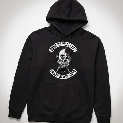 Flaming skull graphic with bold text for stunt show enthusiasts — printed on a unisex hoodie