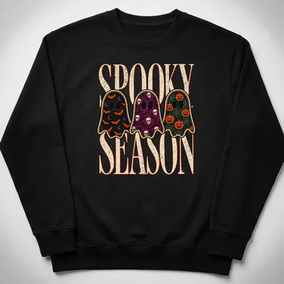 Vintage Halloween shirt with playful ghosts and spooky season text — printed on a unisex sweatshirt