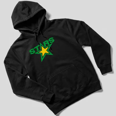 Bold graphic of a green star with the text STARS in large letters — printed on a unisex hoodie