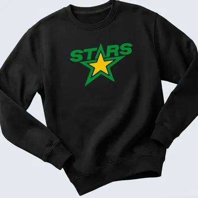Bold graphic of a green star with the text STARS in large letters — printed on a unisex sweatshirt