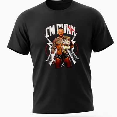 Vintage t-shirt featuring CM Punk in bold distressed text against a black background