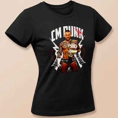 Vintage t-shirt featuring CM Punk in bold distressed text against a black background — printed on a women's shirt