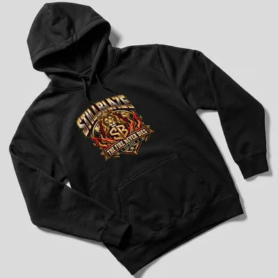Bold typography t-shirt featuring a lion with the text 'STILLBLAZE THE FIRE NEVER DIES EST 2026' — printed on a unisex hoodie
