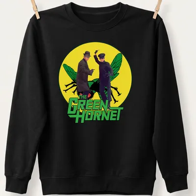 Vintage Green Hornet T-shirt featuring classic characters in green and yellow — printed on a unisex sweatshirt