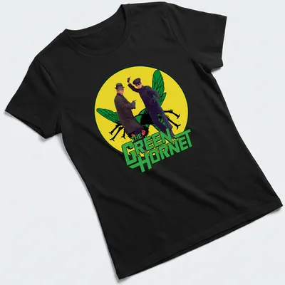 Vintage Green Hornet T-shirt featuring classic characters in green and yellow — printed on a women's shirt