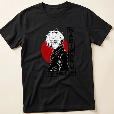 Minimalist T-shirt featuring Gabimaru character with red sun graphic