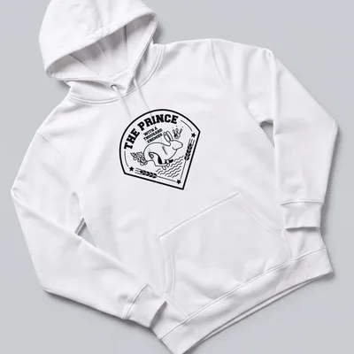 Bold line-art print of a rabbit with the text 'THE PRINCE WITH A THOUSAND ENEMIES' — printed on a unisex hoodie