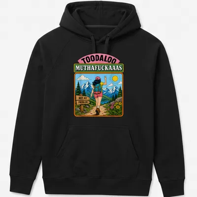 Vintage illustration of a hiker with humorous quote about hiking — printed on a unisex hoodie