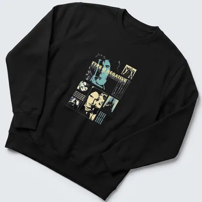 Vintage collage print of Type O Negative with pastel colors and band imagery — printed on a unisex sweatshirt