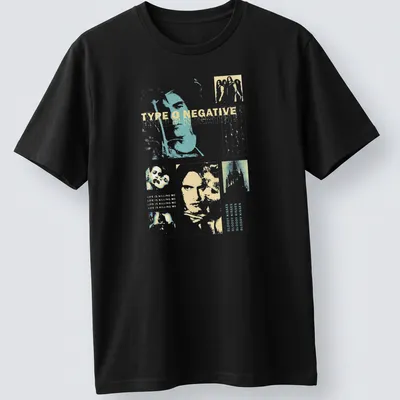 Vintage collage print of Type O Negative with pastel colors and band imagery