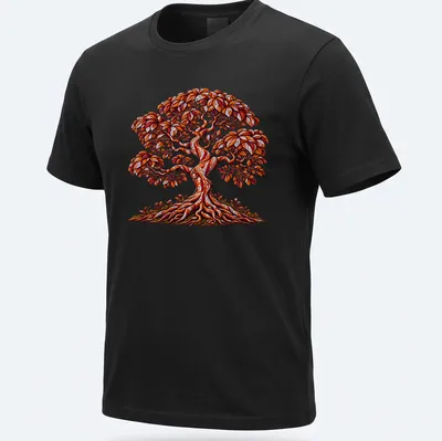 Illustration of a vintage Tree of Life with autumn colors in a botanical style. — printed on a unisex t-shirt