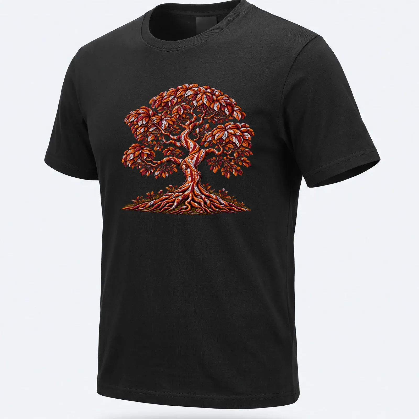 Illustration of a vintage Tree of Life with autumn colors in a botanical style. — printed on a unisex t-shirt