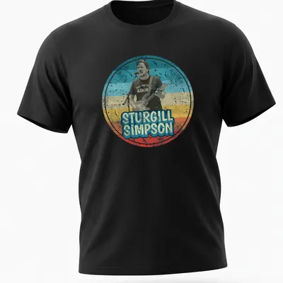 Retro distressed t-shirt featuring humorous text about Sturgill Simpson