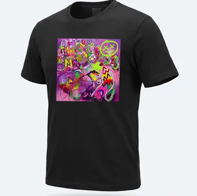Colorful graffiti art featuring 'Wildstyle AI' text in neon colors. — printed on a unisex t-shirt